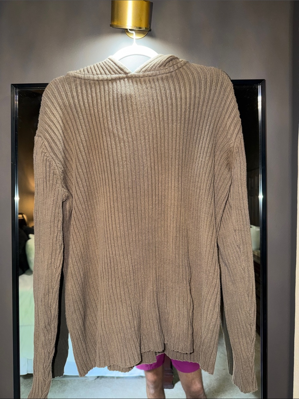 Forever 21 Men Taupe Brown Ribbed Hooded Sweater Size Medium